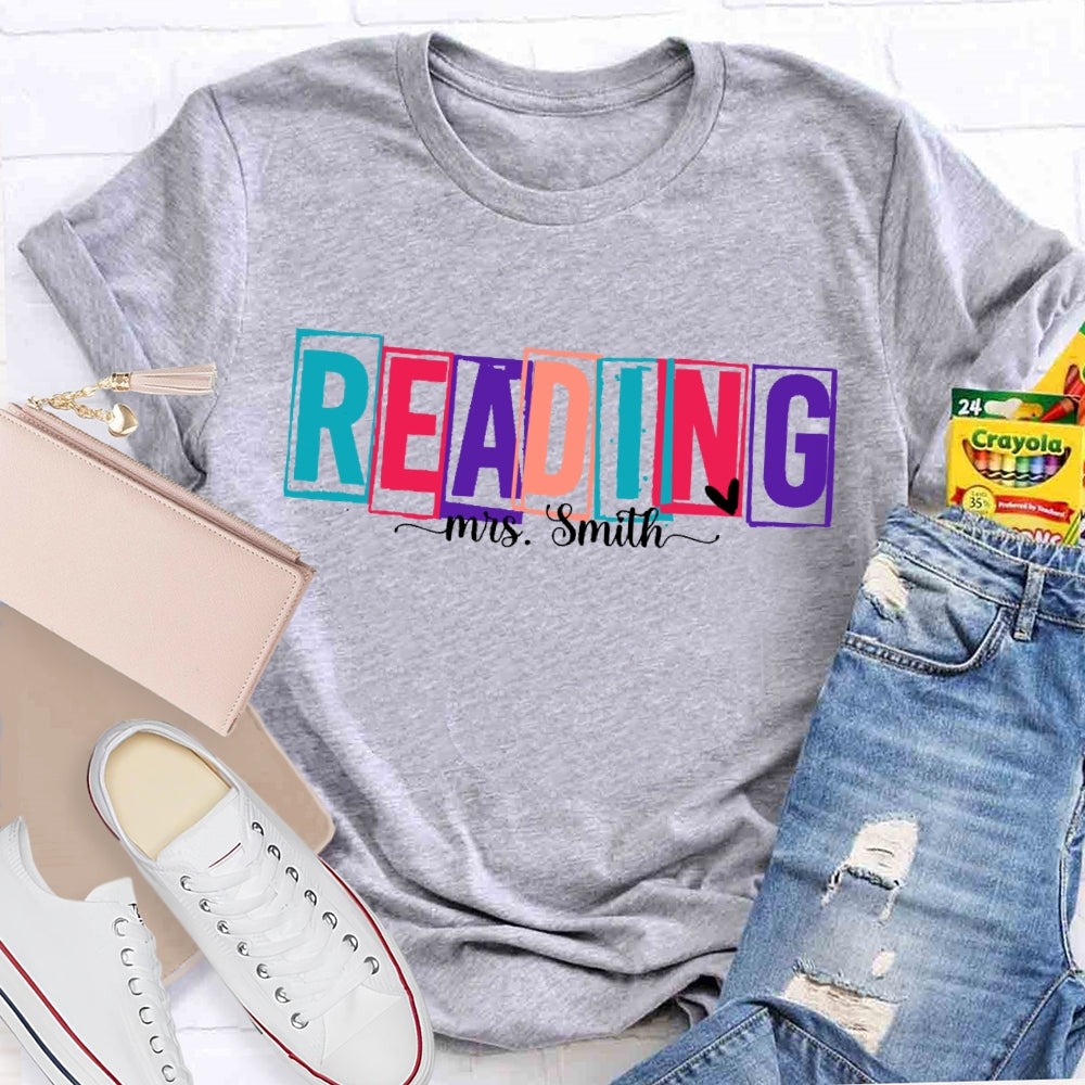 Personalized Name Colored Reading Letters T-shirt
