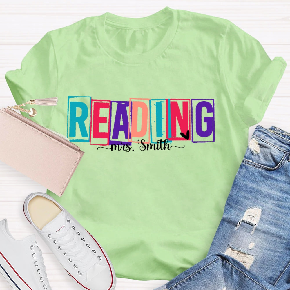 Personalized Name Colored Reading Letters T-shirt