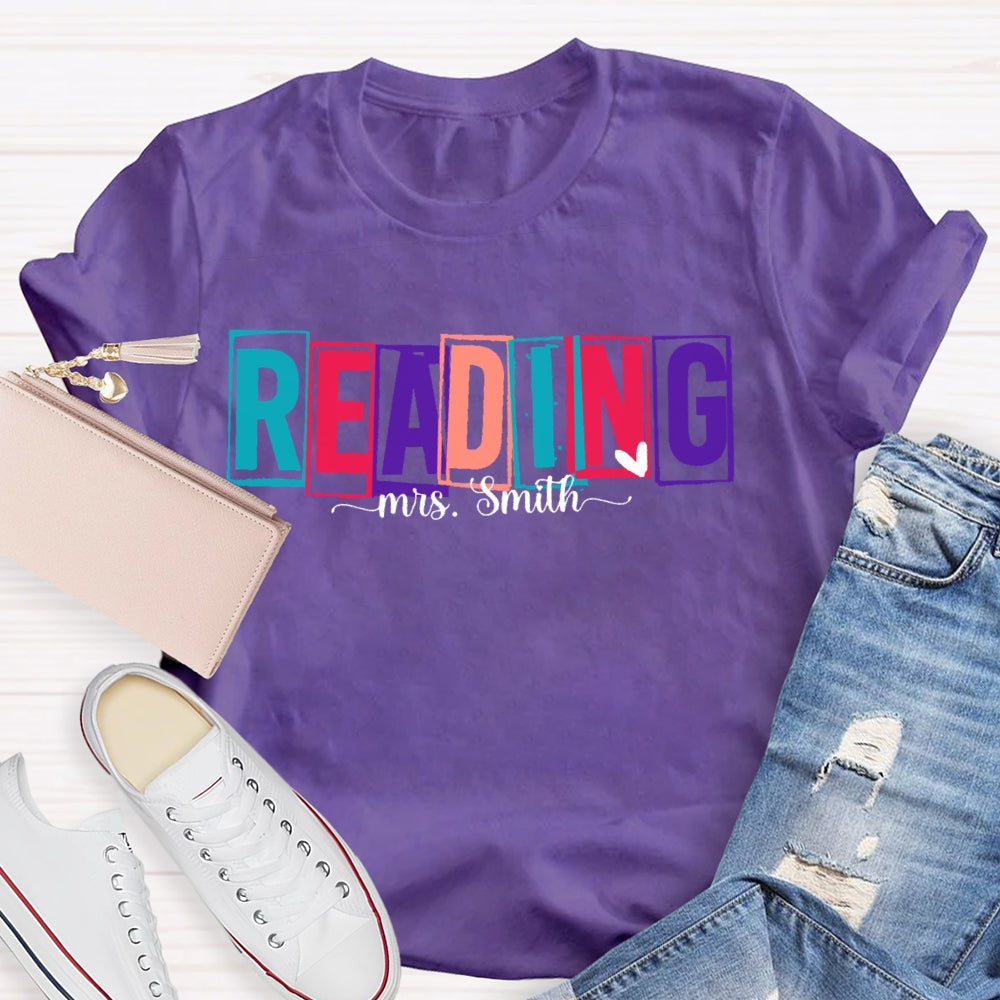 Personalized Name Colored Reading Letters T-shirt