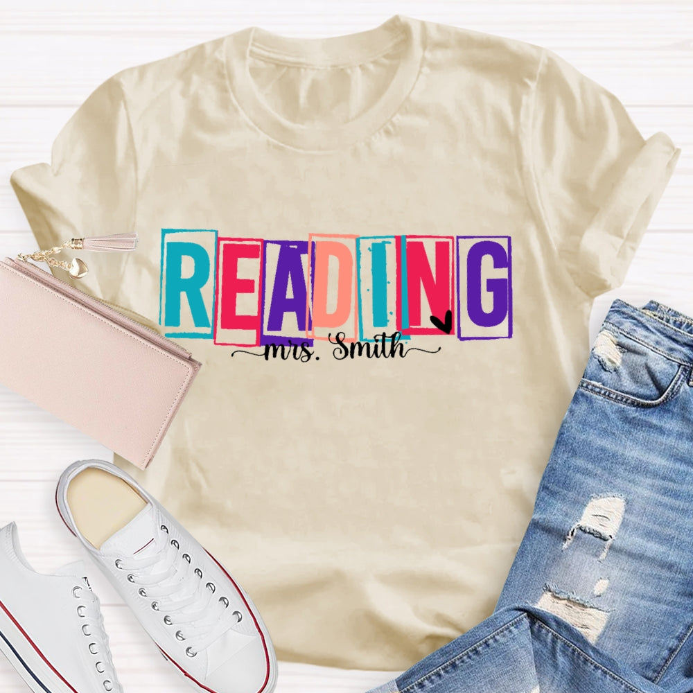 Personalized Name Colored Reading Letters T-shirt