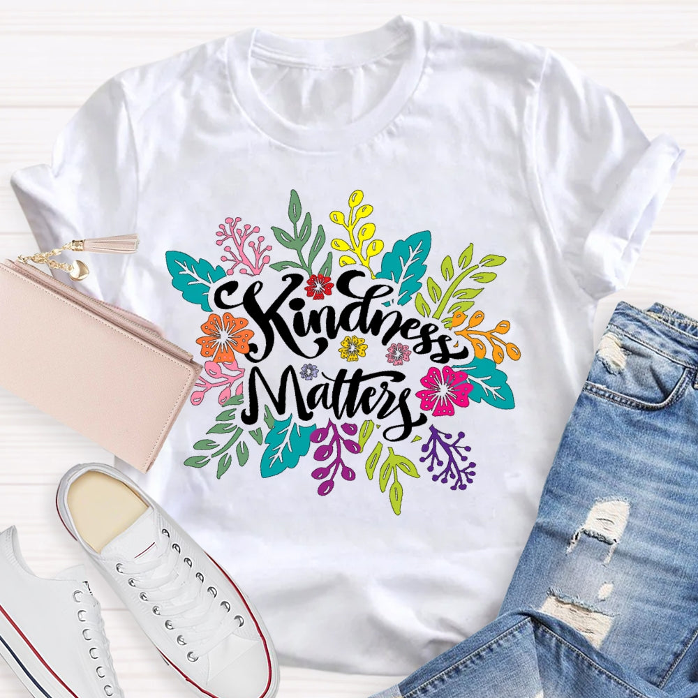 Retro Florals Kindness Matters T-shirt