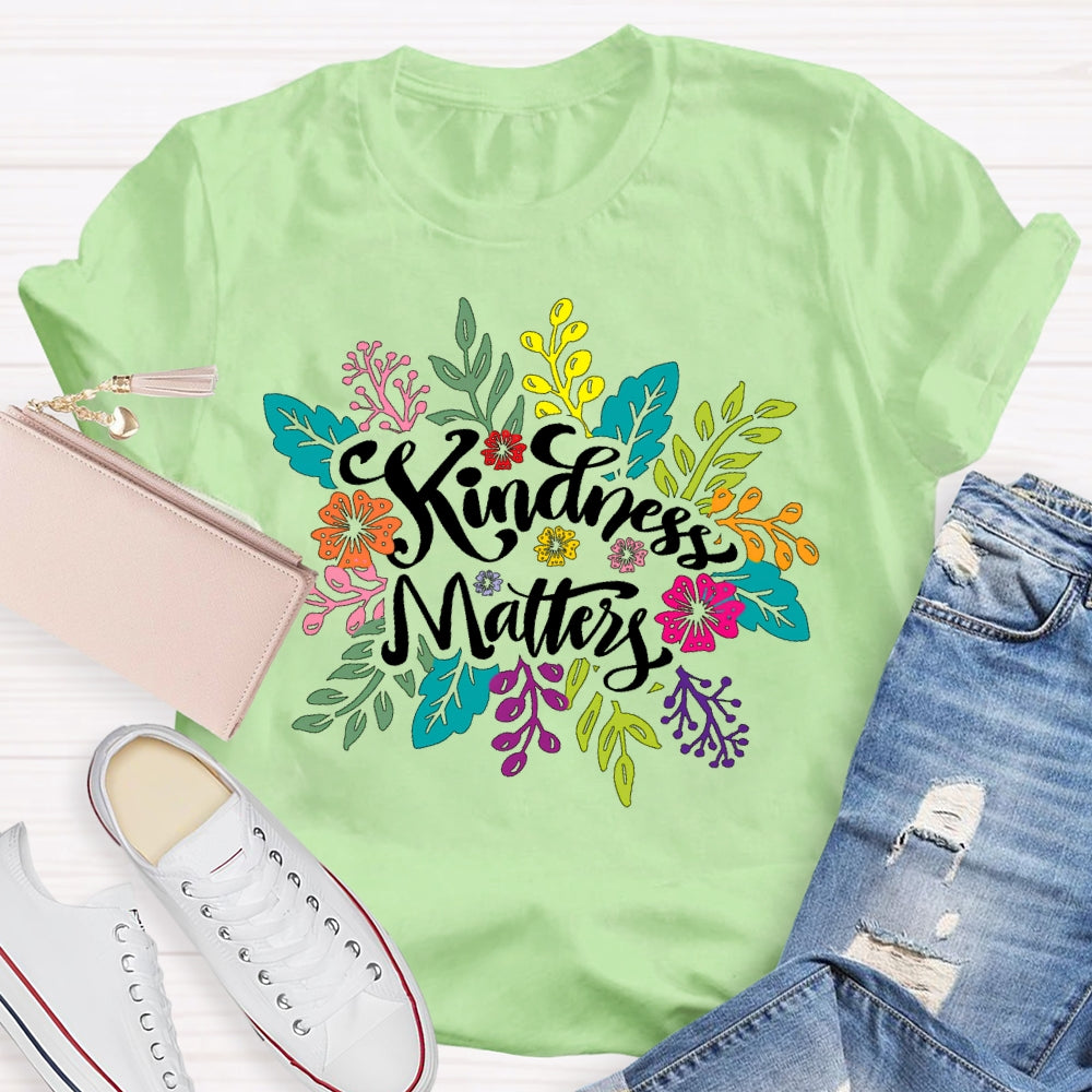 Retro Florals Kindness Matters T-shirt