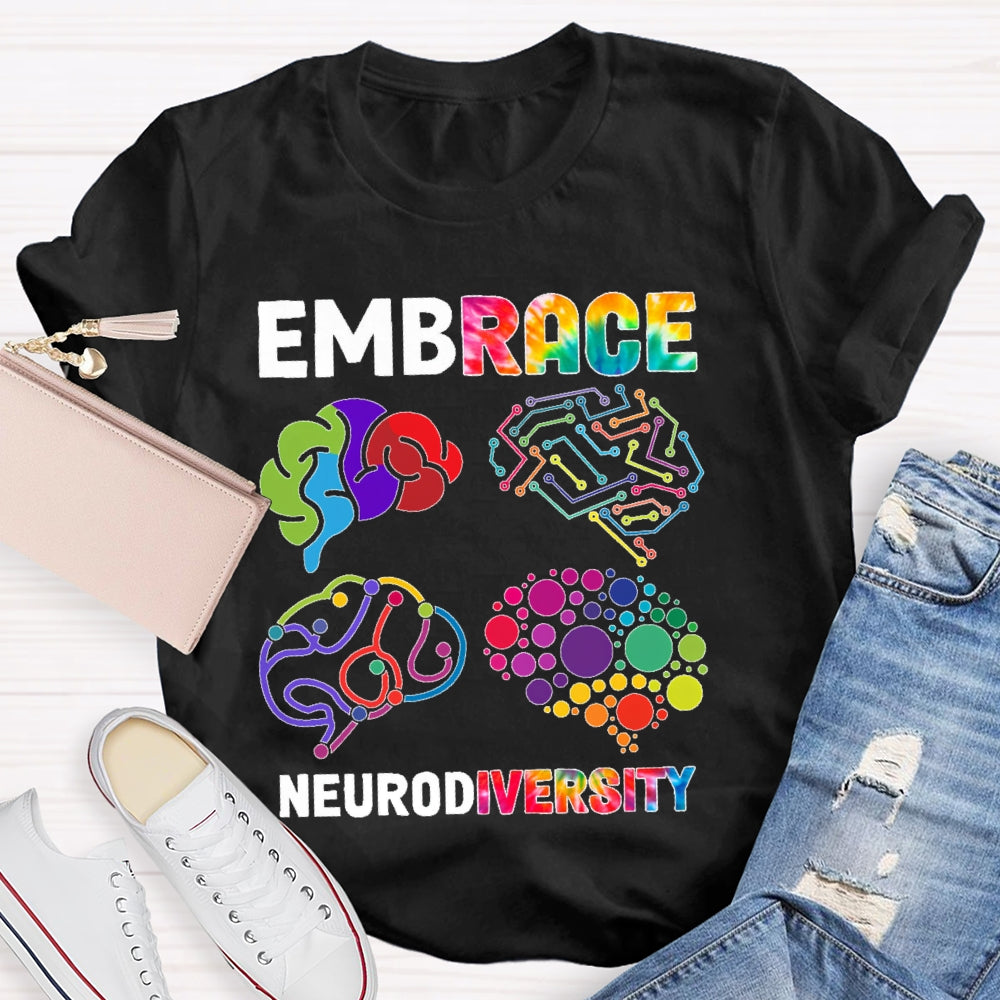 Embrace Neurodiversity Brain  T-shirt