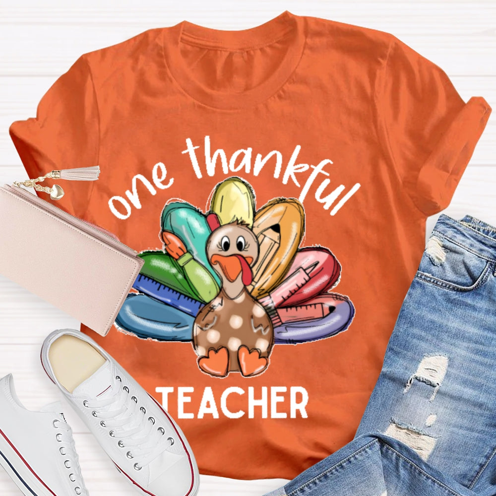 One Thankful Teacher Thanksgiving T-shirt