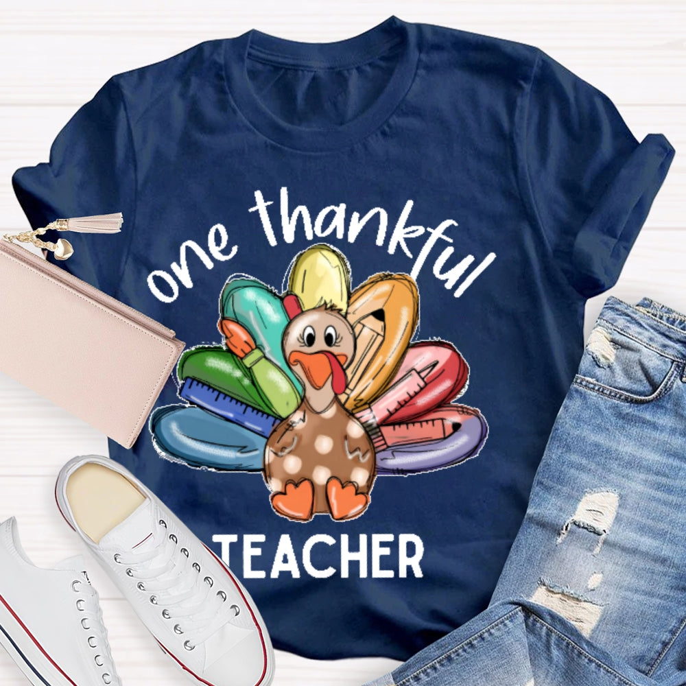 One Thankful Teacher Thanksgiving T-shirt