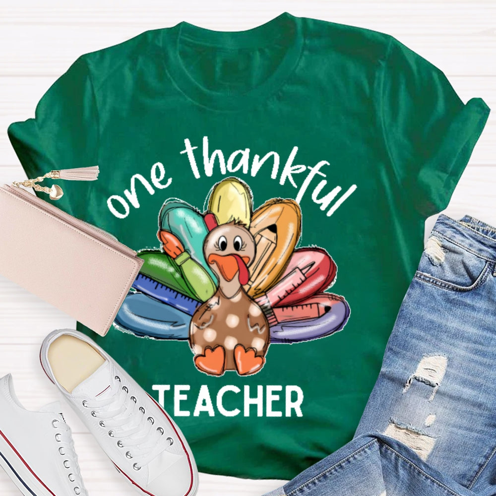 One Thankful Teacher Thanksgiving T-shirt