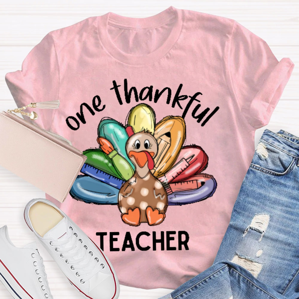 One Thankful Teacher Thanksgiving T-shirt