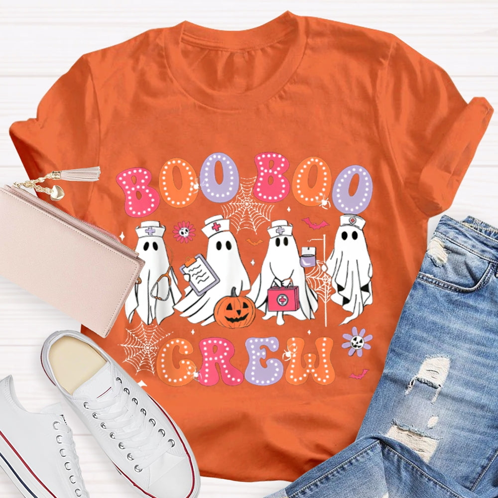 School Nurse Boo Crew Colorful Fonts And Nurse Ghost T-shirt