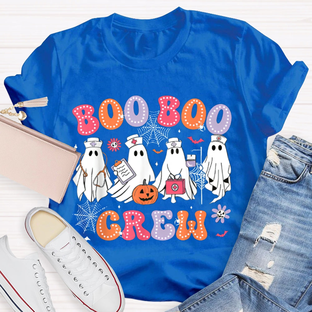 School Nurse Boo Crew Colorful Fonts And Nurse Ghost T-shirt