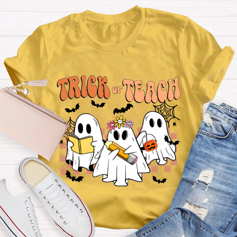 Trick Or Teach Bats And Cute Ghosts For Halloween T-shirt