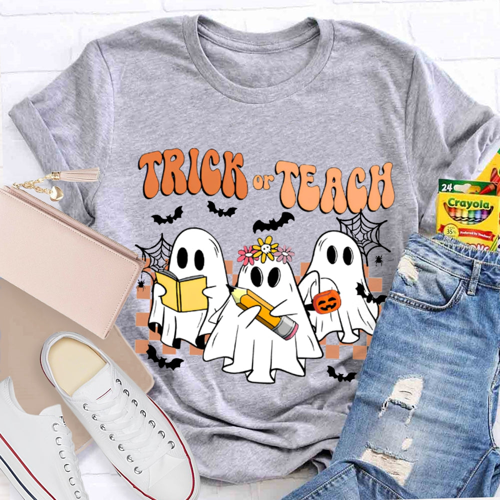 Trick Or Teach Bats And Cute Ghosts For Halloween T-shirt