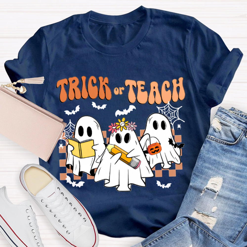 Trick Or Teach Bats And Cute Ghosts For Halloween T-shirt