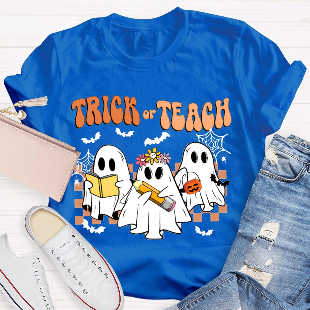 Trick Or Teach Bats And Cute Ghosts For Halloween T-shirt