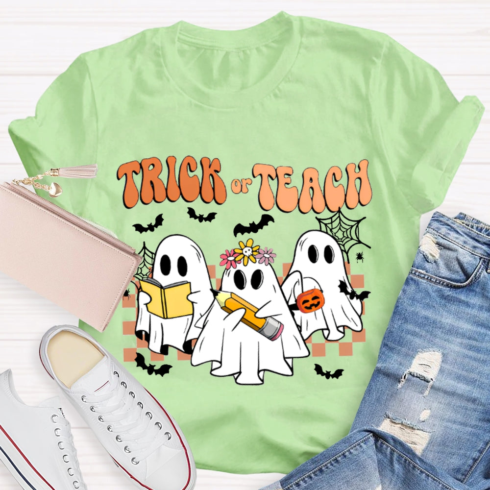 Trick Or Teach Bats And Cute Ghosts For Halloween T-shirt
