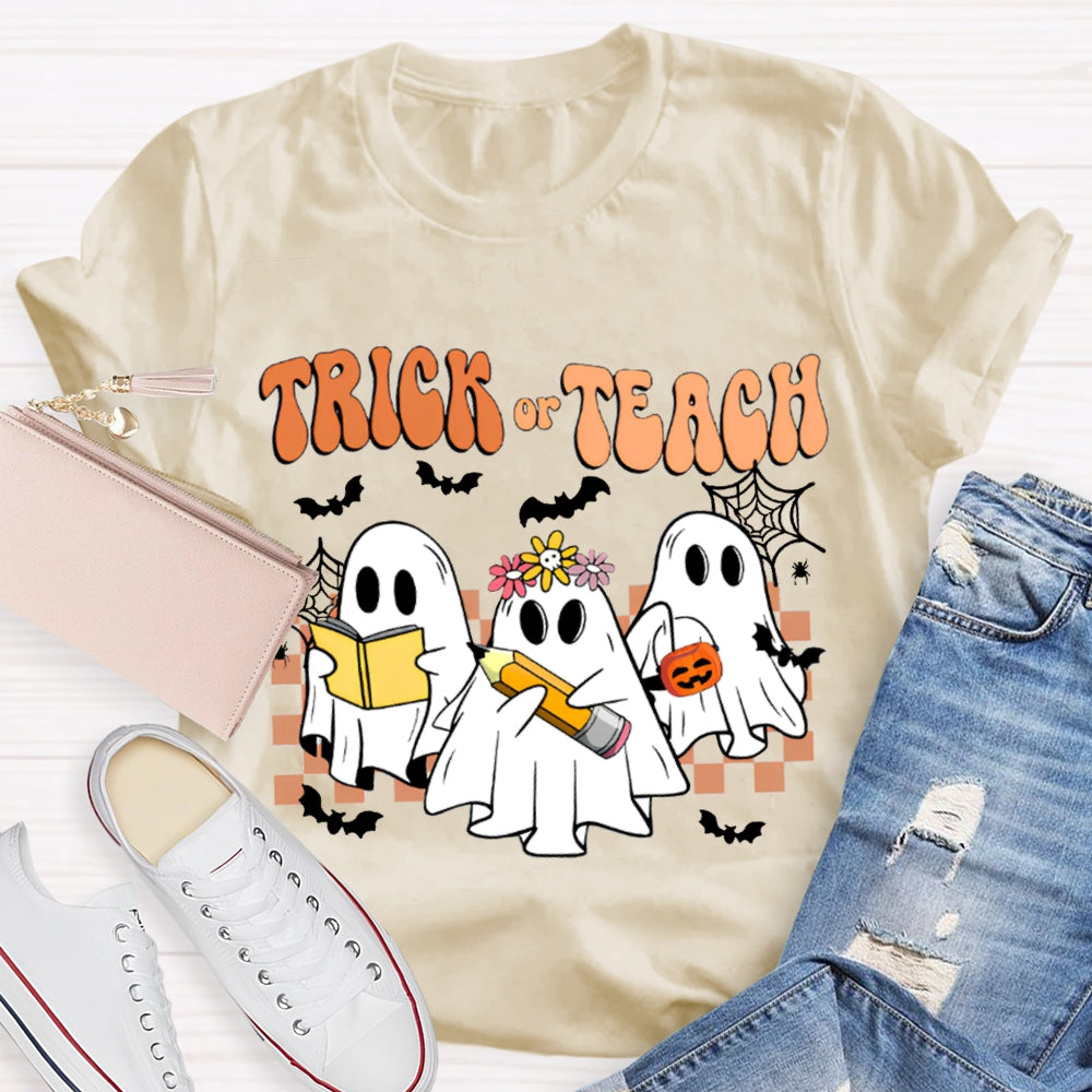Trick Or Teach Bats And Cute Ghosts For Halloween T-shirt