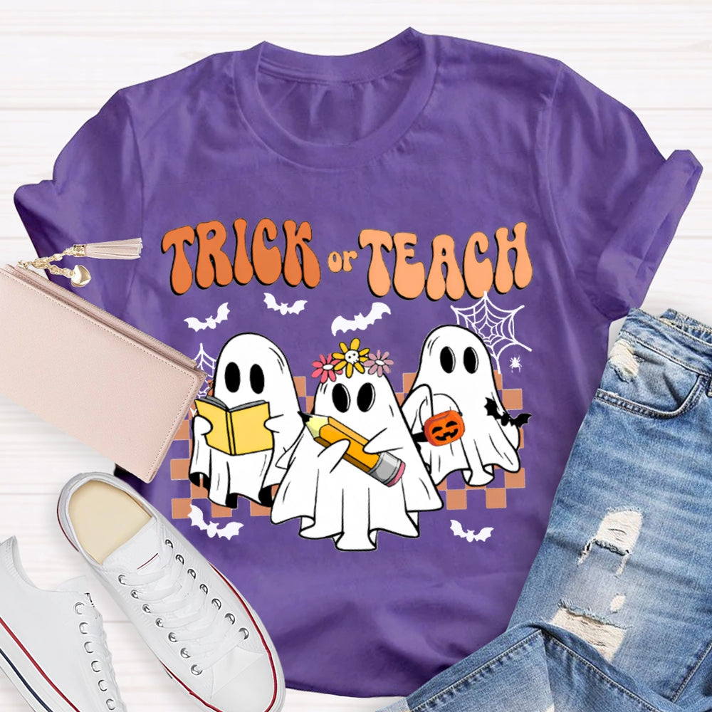 Trick Or Teach Bats And Cute Ghosts For Halloween T-shirt