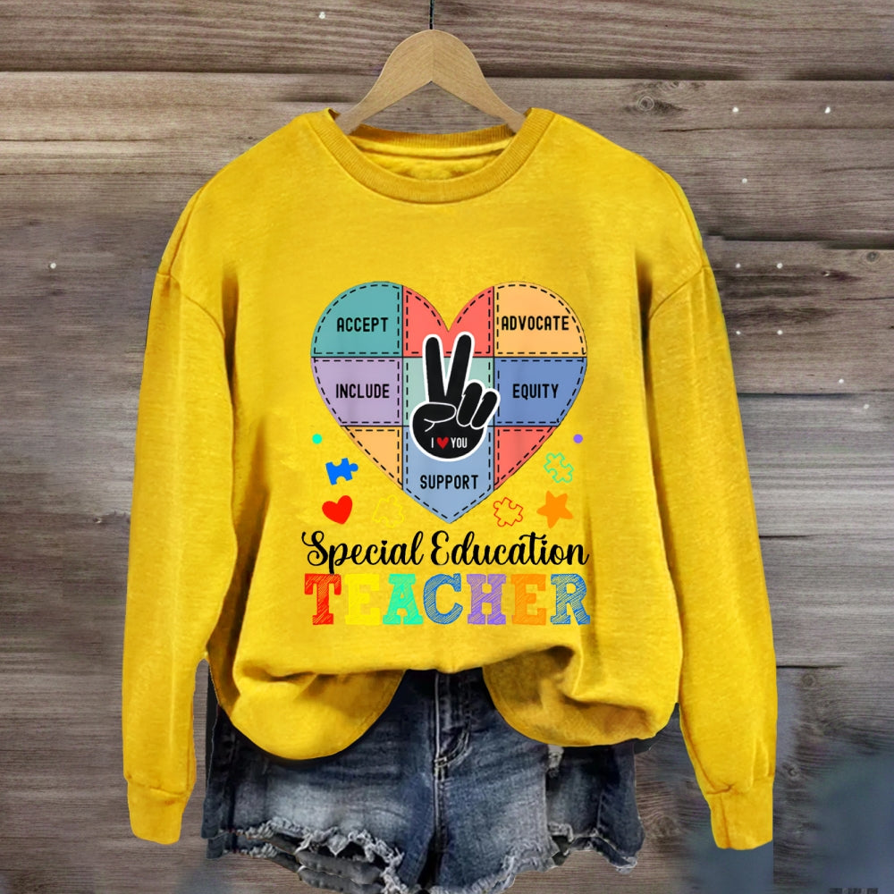 Special Education Teacher Support Love With Heart sweatshirt