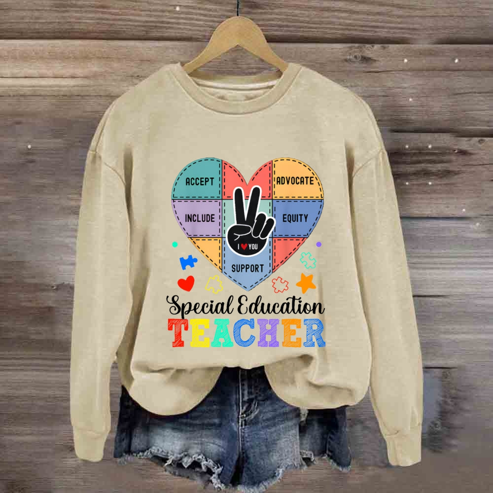 Special Education Teacher Support Love With Heart sweatshirt