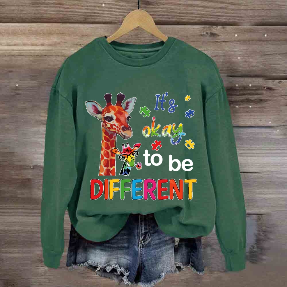 It's Ok To Be Different Autism Awareness Colorful Giraffe Sweatshirt