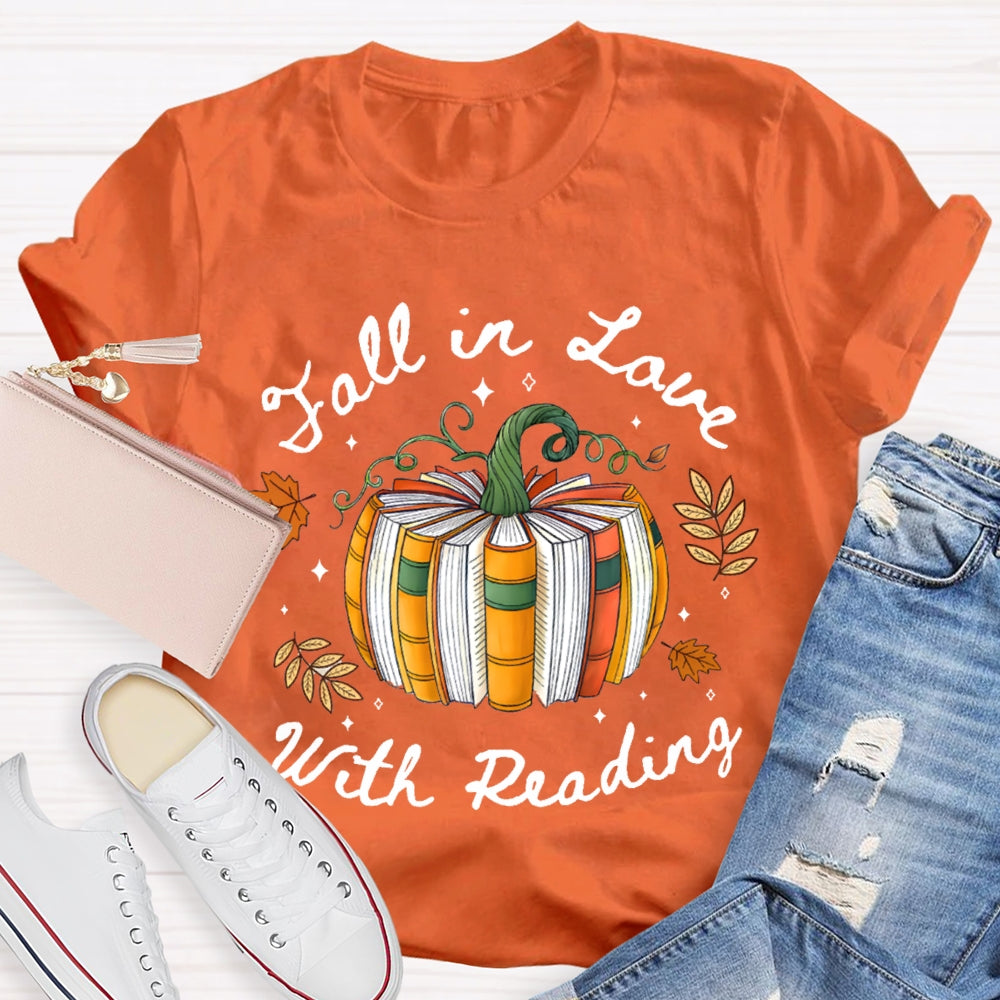 Fall In Love With Reading Pumpkin Books T-shirt
