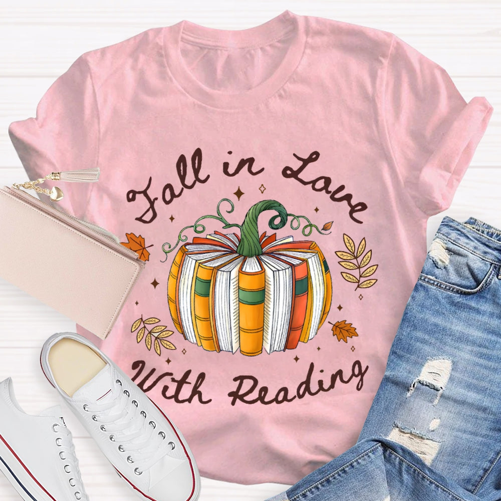 Fall In Love With Reading Pumpkin Books T-shirt