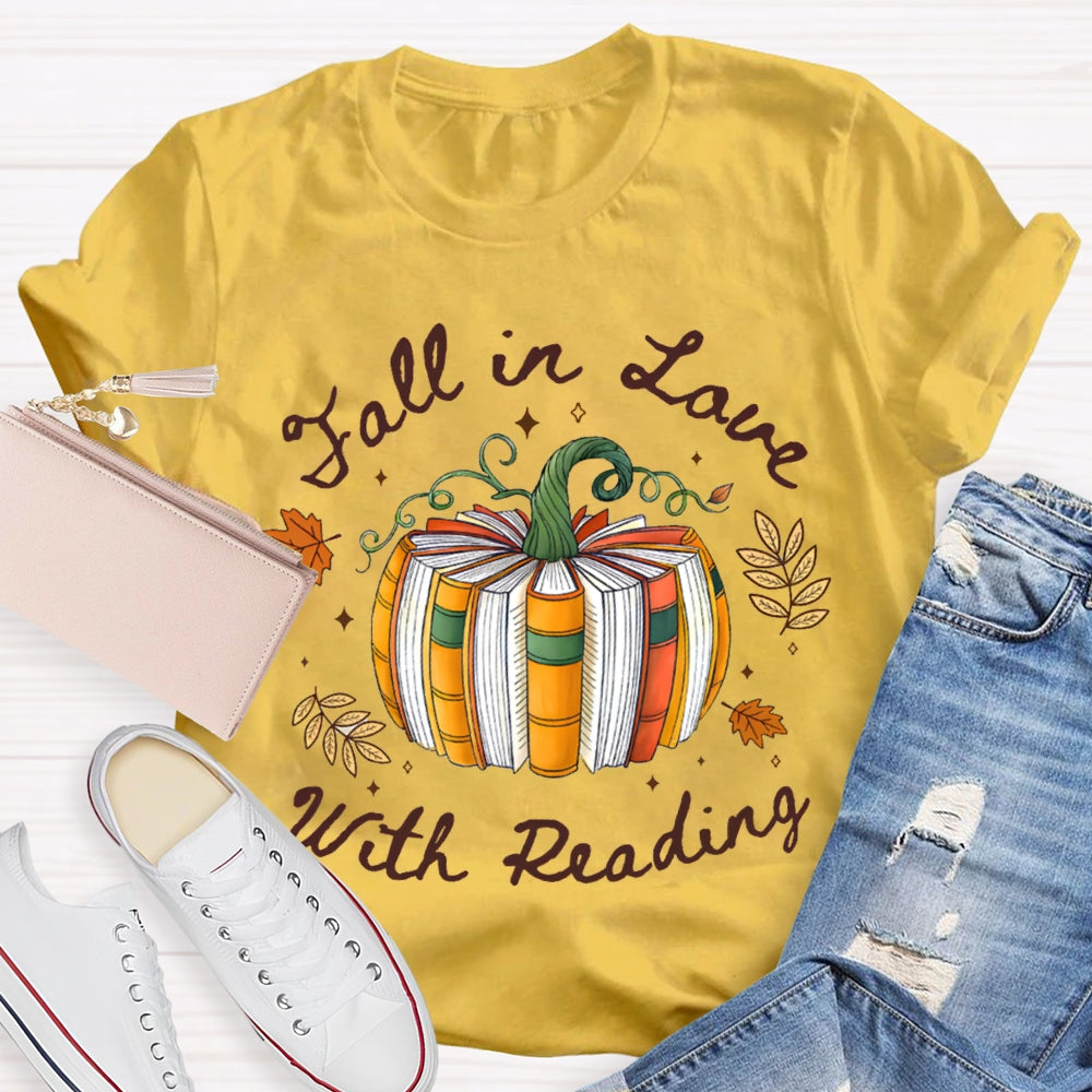 Fall In Love With Reading Pumpkin Books T-shirt