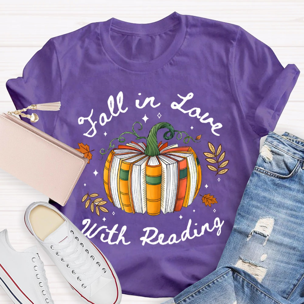 Fall In Love With Reading Pumpkin Books T-shirt
