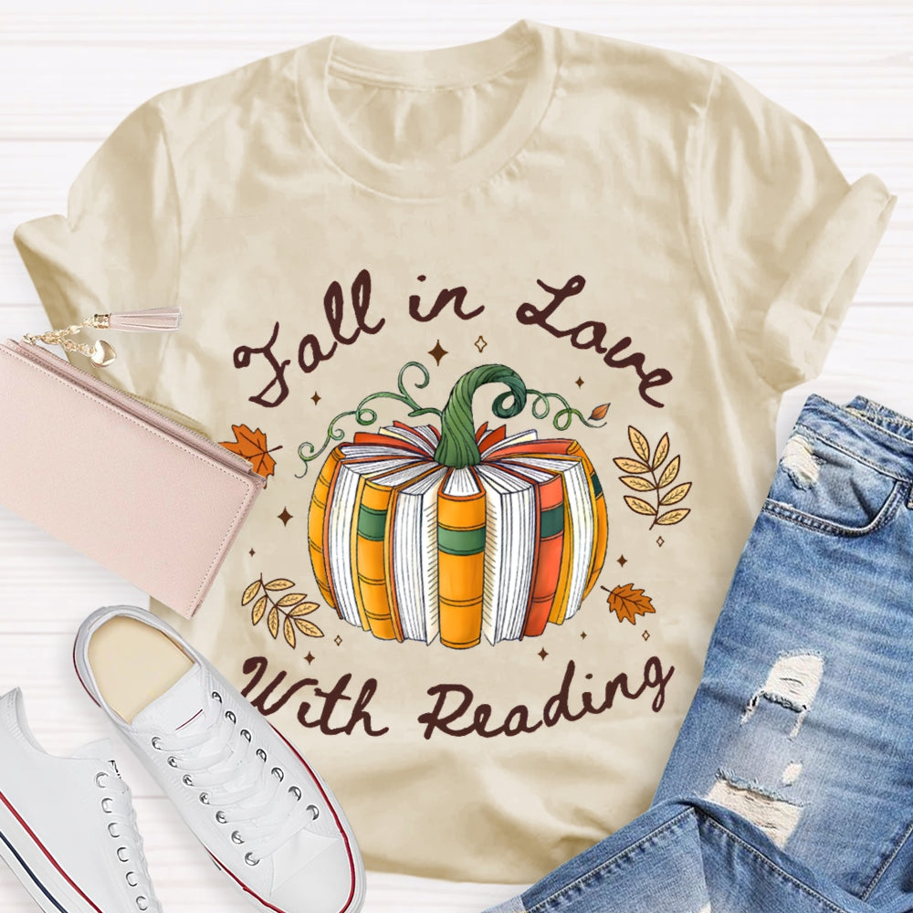 Fall In Love With Reading Pumpkin Books T-shirt