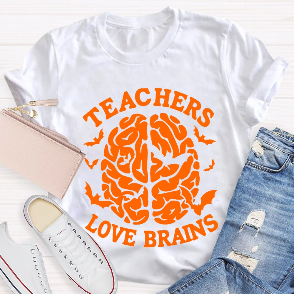 Teachers Love Brain Halloween T-Shirt