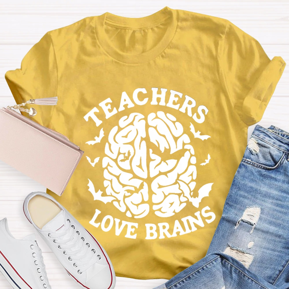 Teachers Love Brain Halloween T-Shirt