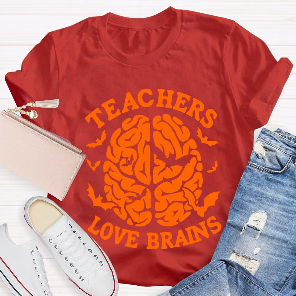 Teachers Love Brain Halloween T-Shirt
