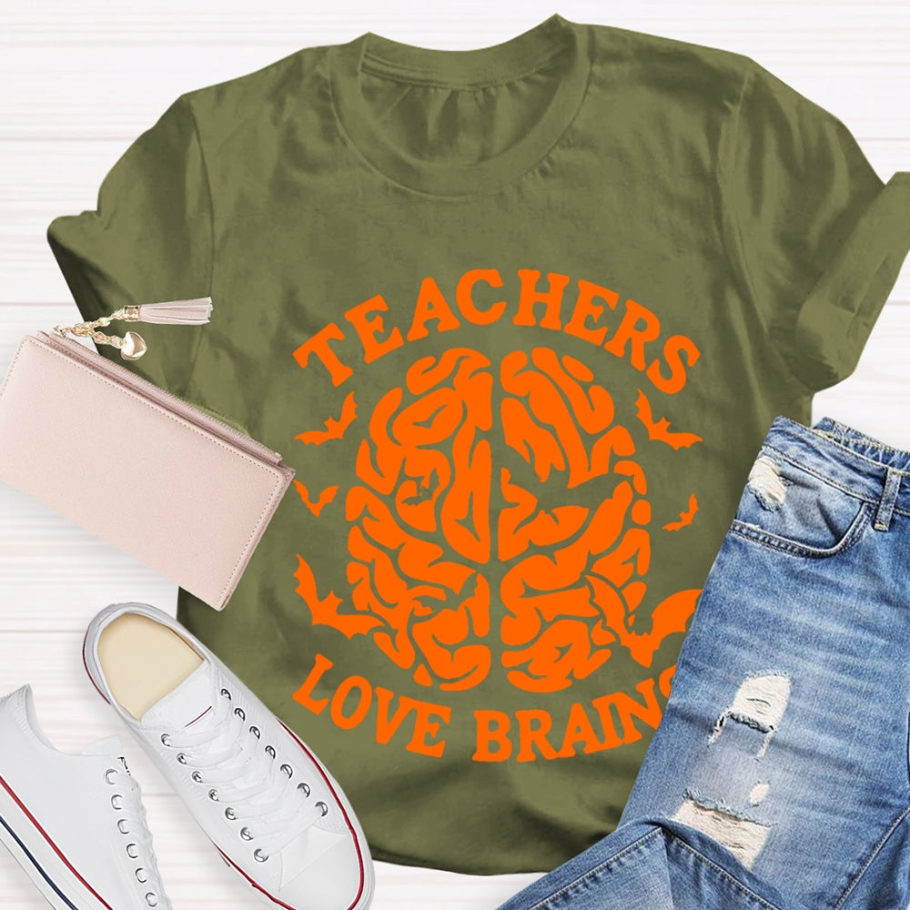 Teachers Love Brain Halloween T-Shirt