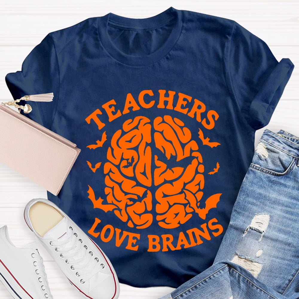 Teachers Love Brain Halloween T-Shirt