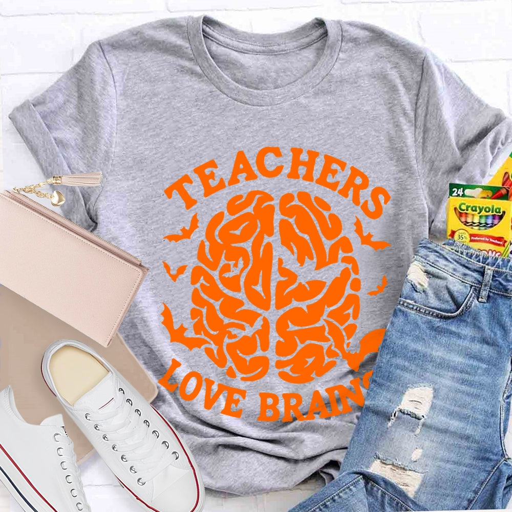 Teachers Love Brain Halloween T-Shirt