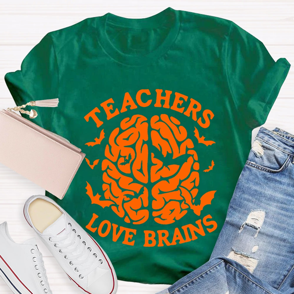 Teachers Love Brain Halloween T-Shirt
