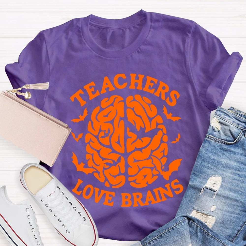 Teachers Love Brain Halloween T-Shirt