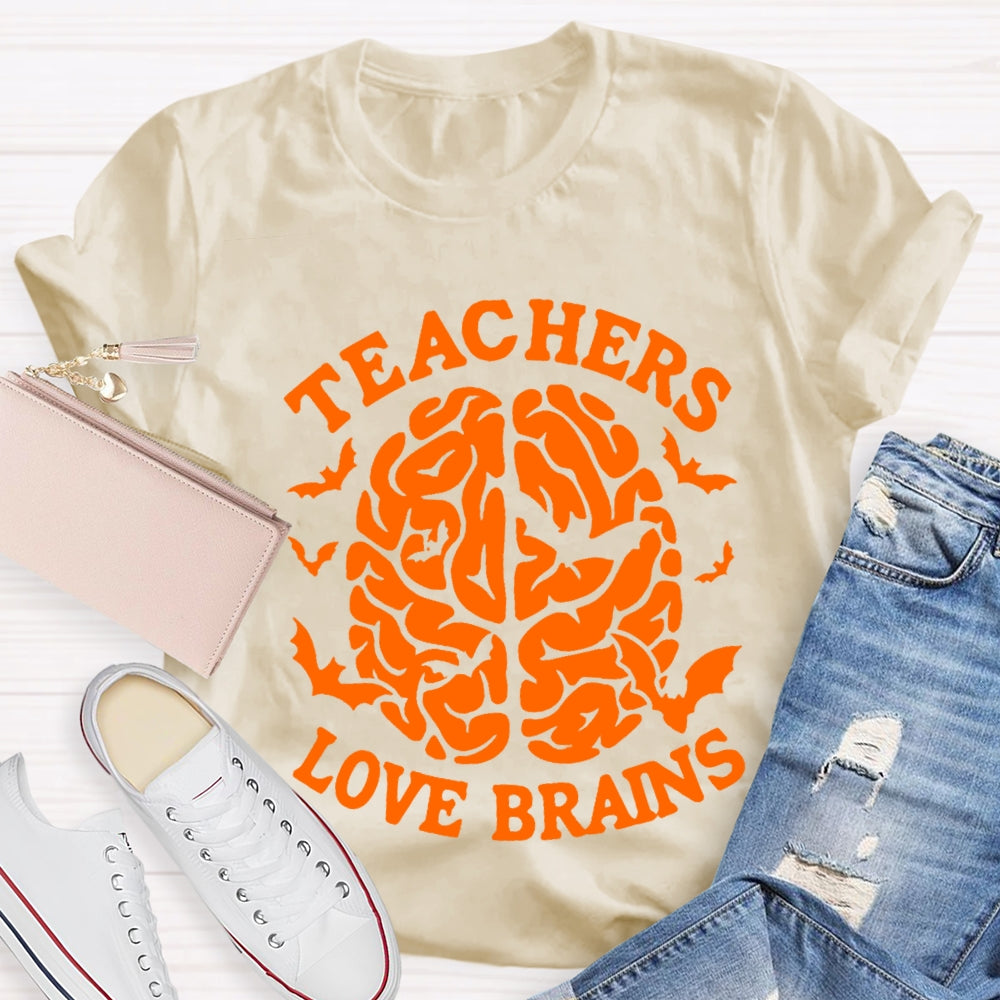 Teachers Love Brain Halloween T-Shirt