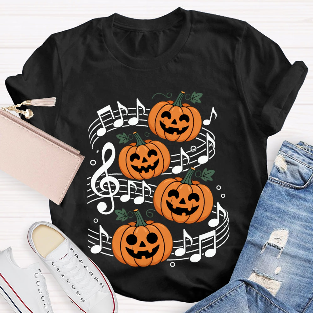 Pumpkin Music And Halloween On Sheet Music T-shirt