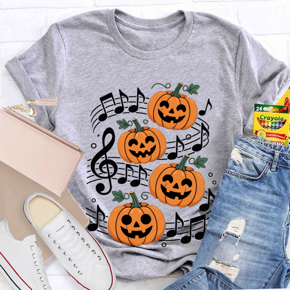 Pumpkin Music And Halloween On Sheet Music T-shirt