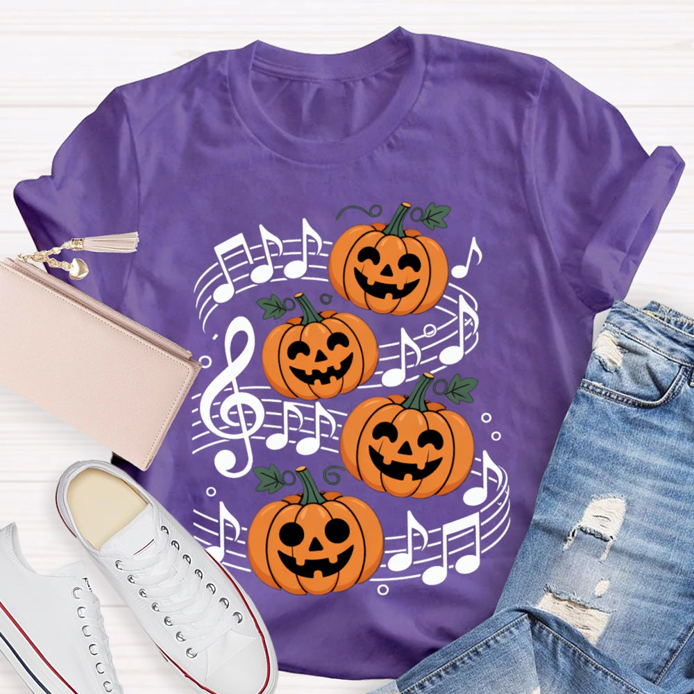 Pumpkin Music And Halloween On Sheet Music T-shirt