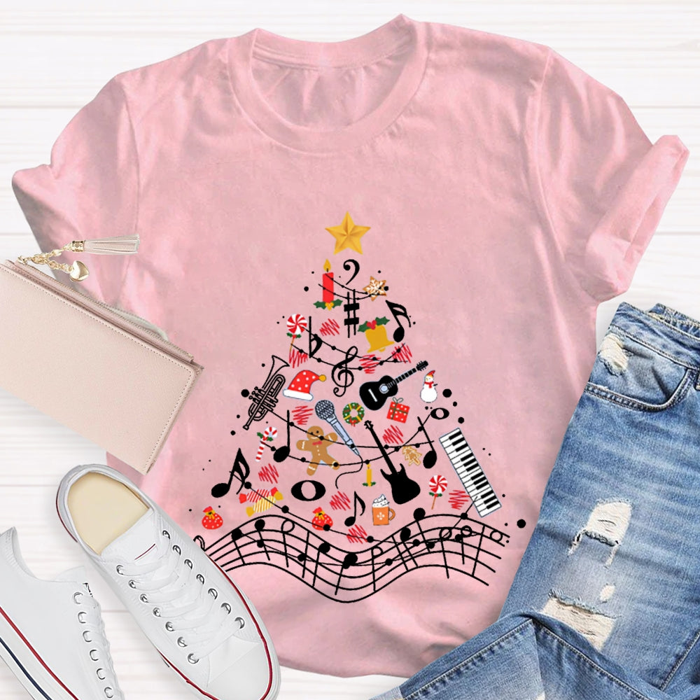 Christmas Gifts And Musical Notes Music Teacher Christmas T-shirt
