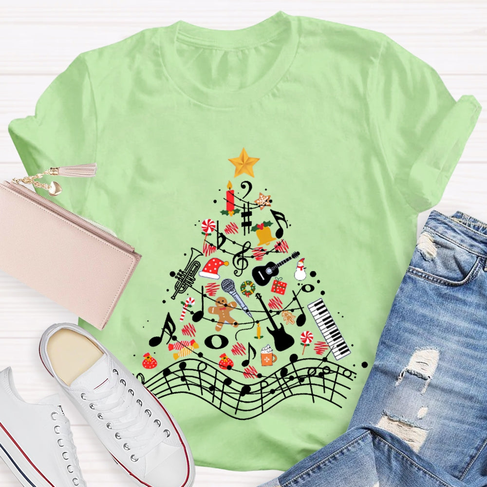 Christmas Gifts And Musical Notes Music Teacher Christmas T-shirt