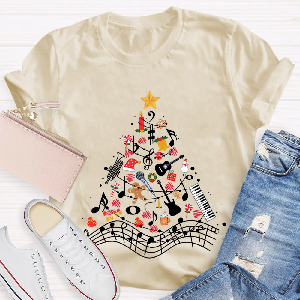Christmas Gifts And Musical Notes Music Teacher Christmas T-shirt