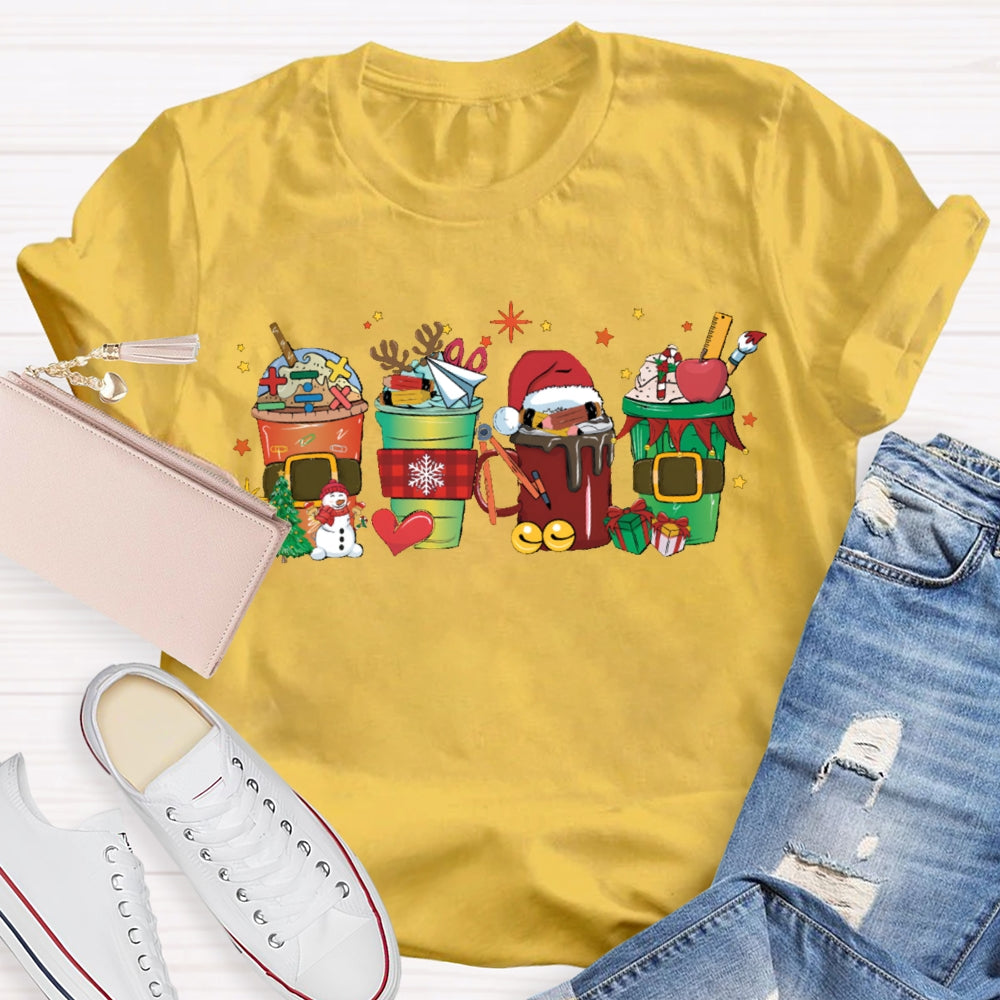 Christmas Milk Tea With Mathematical Elements Funny Math Teacher T-shirt