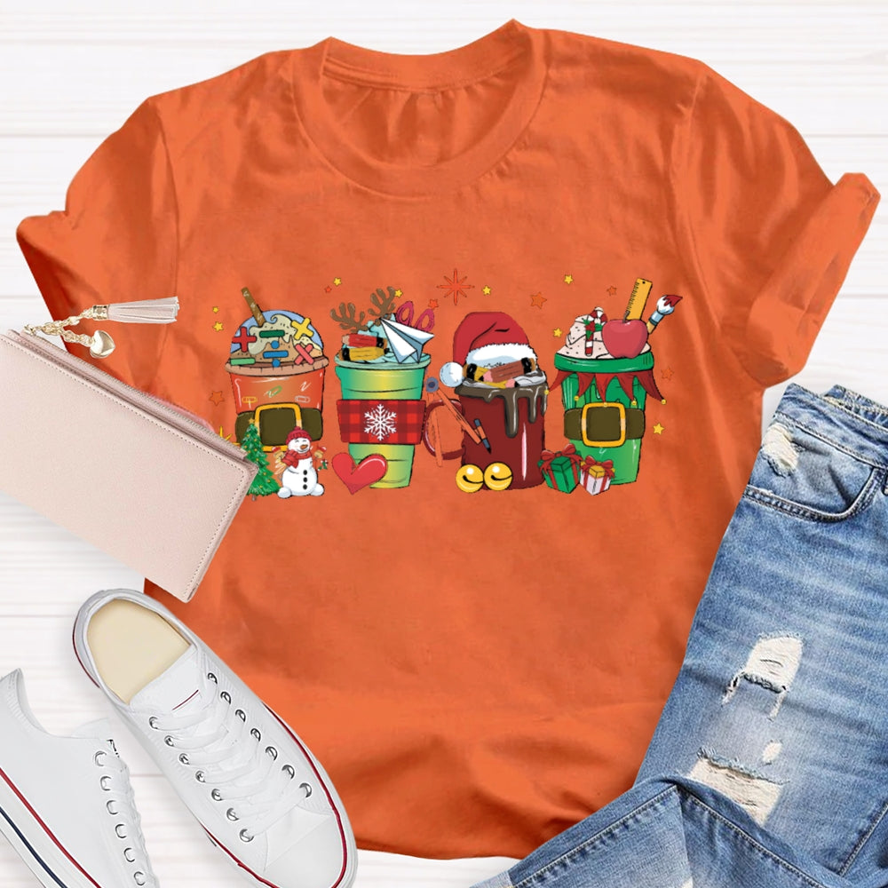 Christmas Milk Tea With Mathematical Elements Funny Math Teacher T-shirt
