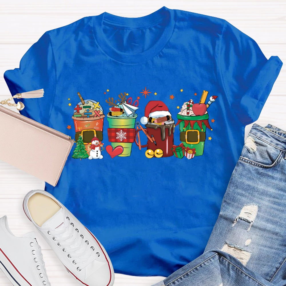 Christmas Milk Tea With Mathematical Elements Funny Math Teacher T-shirt