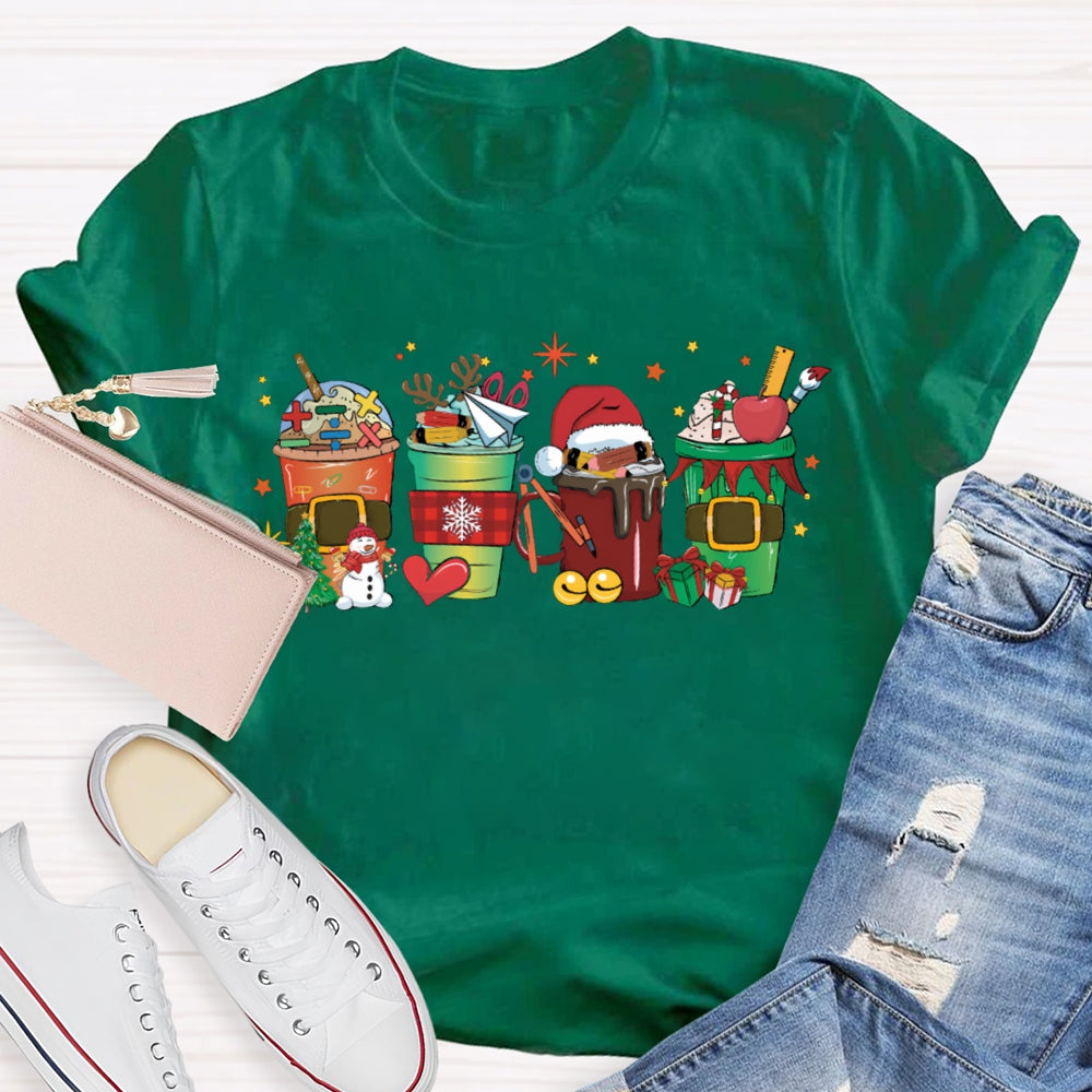 Christmas Milk Tea With Mathematical Elements Funny Math Teacher T-shirt