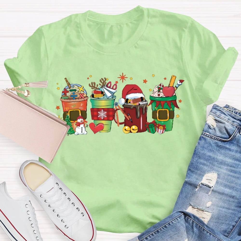 Christmas Milk Tea With Mathematical Elements Funny Math Teacher T-shirt