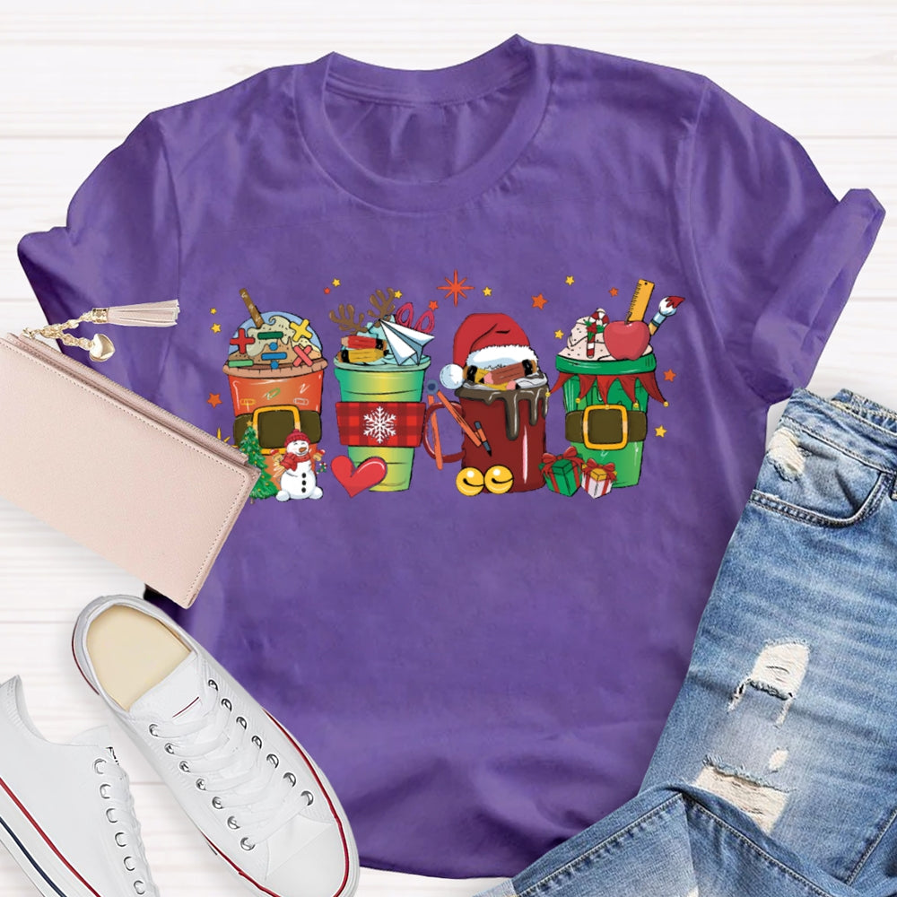 Christmas Milk Tea With Mathematical Elements Funny Math Teacher T-shirt