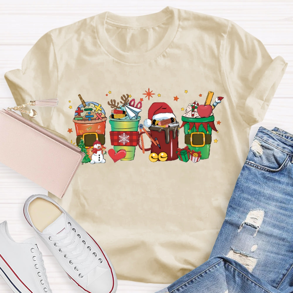 Christmas Milk Tea With Mathematical Elements Funny Math Teacher T-shirt